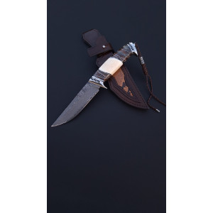 СОТНИК авторський ніж ручної роботи, сталь Rex 121CPM у нержавіючому дамаску, 67 HRC. Photo 3